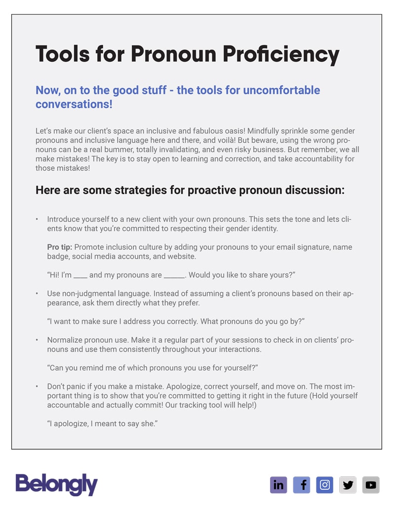 Tools for pronoun proficiency