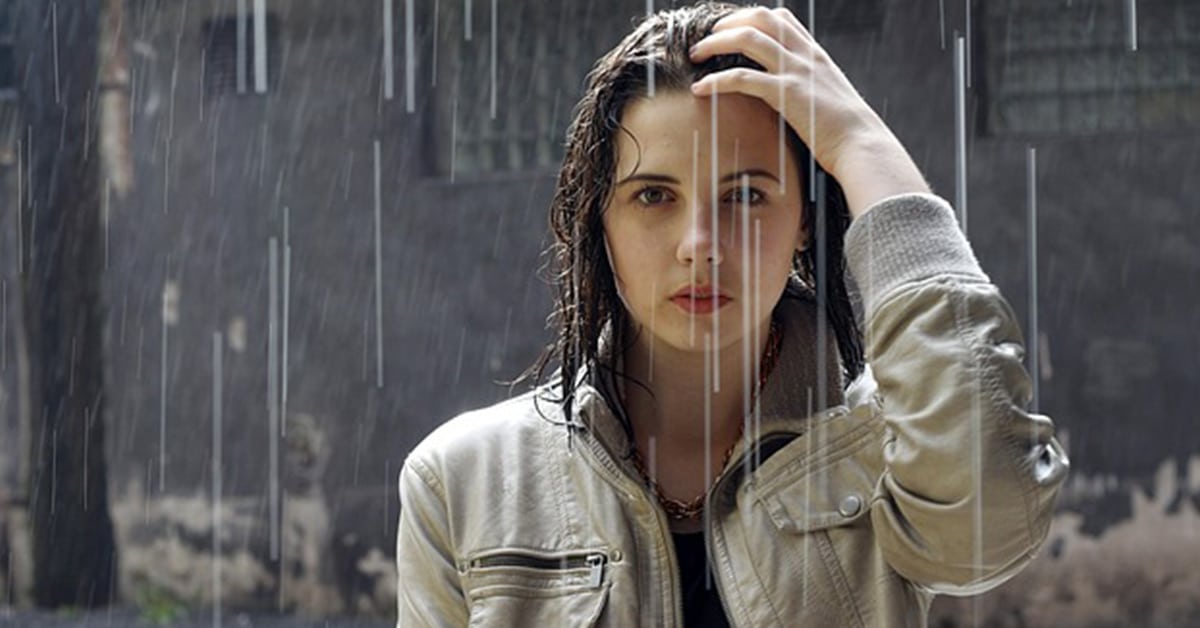 Woman in rain